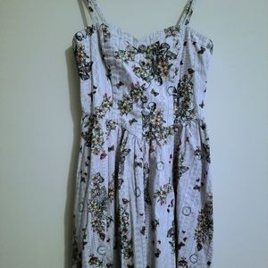 Grey Floral Clock Skeleton Hell Bunny Dress